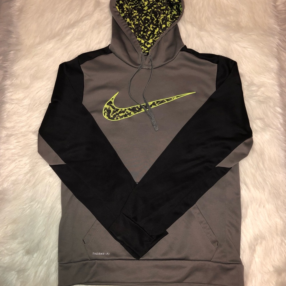 Nike Men’s Grey Color Block Sweatshirt Hoodie